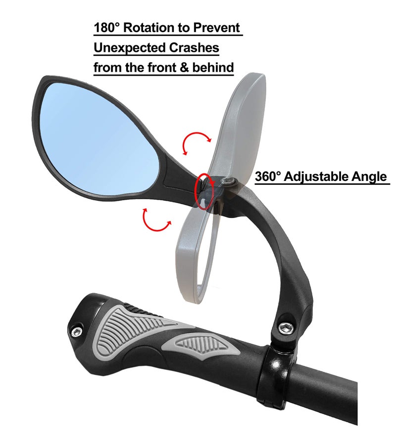 Hafny NEW Handlebar Bike Mirror, HD Glass Lens (Anti-glare Blue Left) HF-M902LB-FR01 - Image 3